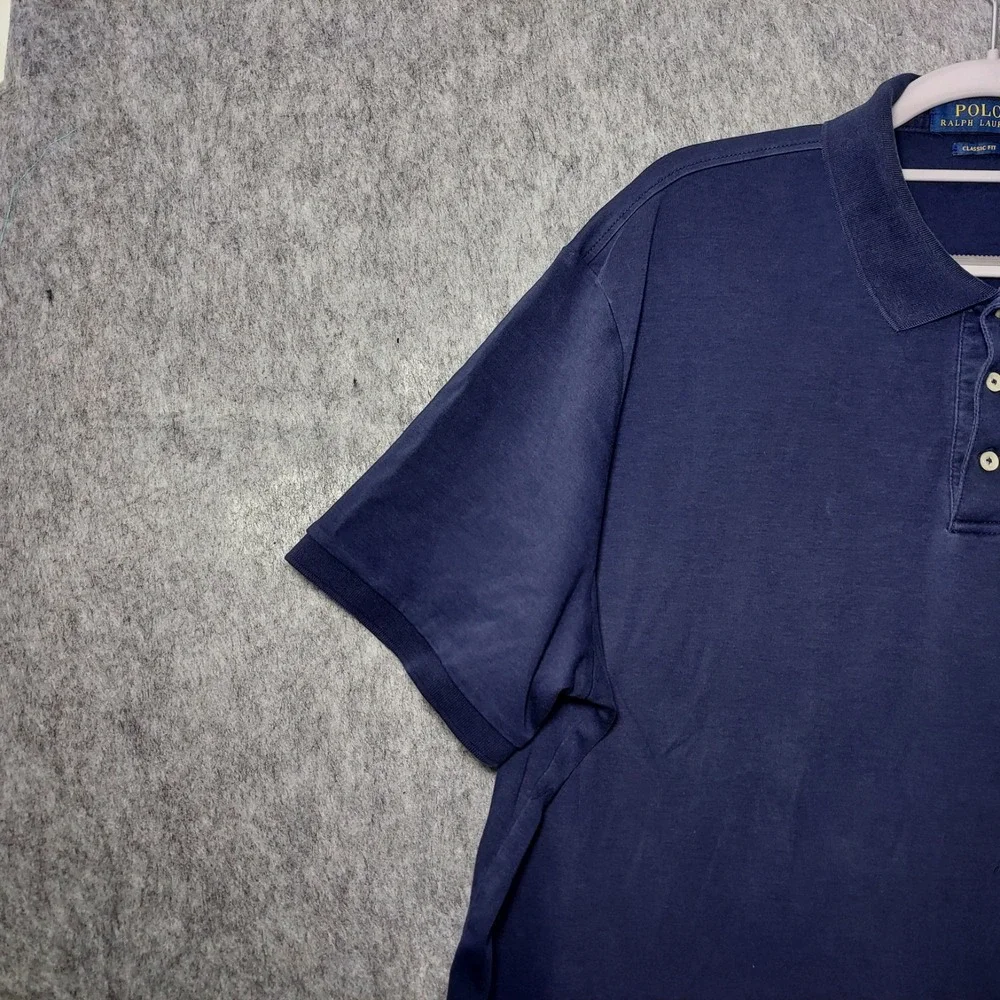 Polo Ralph Lauren Mens Polo Shirt XL Navy Blue Preppy Classic Fit Short Sleeve